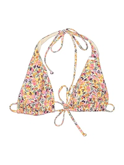 Pre-owned Roxy Swimsuit Top Yellow Floral Pattern Swimwear