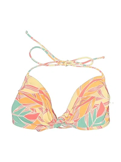 Pre-owned Roxy Swimsuit Top Yellow Tropical Pattern Swimwear