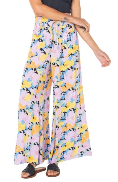 Roxy Synset Daze Floral Wide Leg Pants In Anthracite