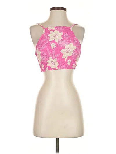 Pre-owned Roxy Tank Top Pink Floral Pattern Halter Neckline Tops