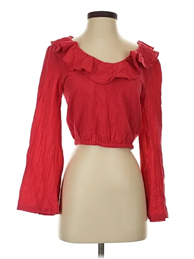 Pre-owned Roxy Tank Top Red Ruffles Neckline Tops