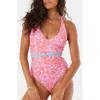 Roxy Tapestry Patchwork One-piece Swimsuit In Pink