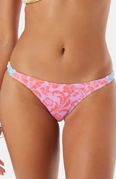 Roxy Tapestry Patchwork Side Tab Bikini Bottoms In Purple