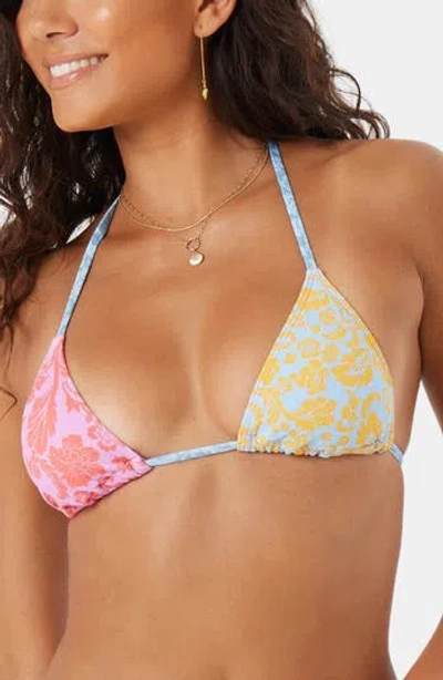 Roxy Tapestry Patchwork Triangle Bikini Top In Multi