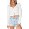 Roxy Terrace Cropped Long Sleeve Top In White