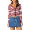 Roxy Terrace Stripe Rib Button-up Top In Multi