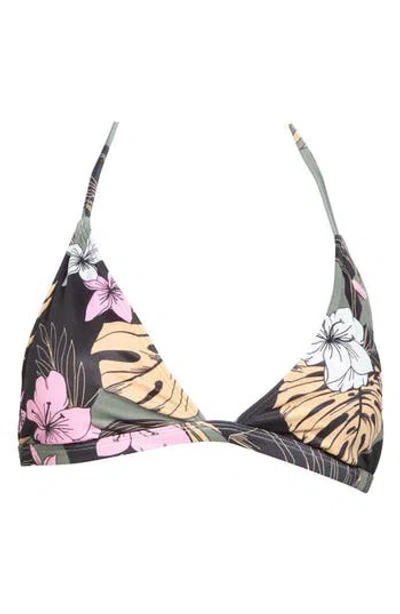 Roxy The True Air Tiki Triangle Bikini Top In Black