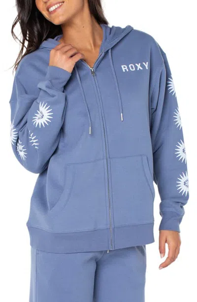 Roxy Tidal Full Zip Graphic Hoodie In Blue