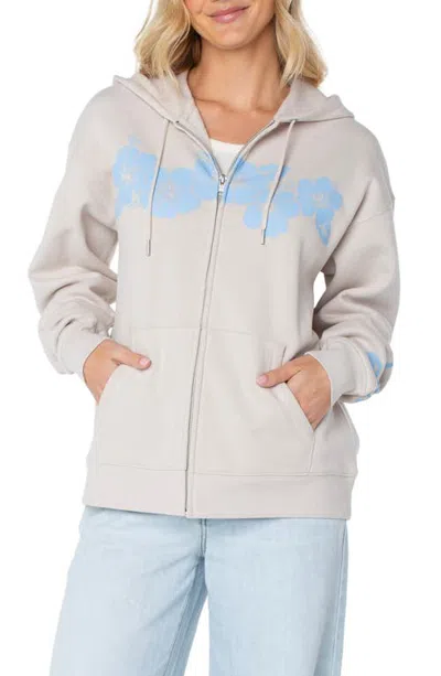 Roxy Tidal Graphic Full Zip Hoodie In Gray