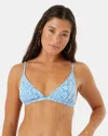 Roxy Tile Tranquility Fixed Triangle Bikini Top In Blue