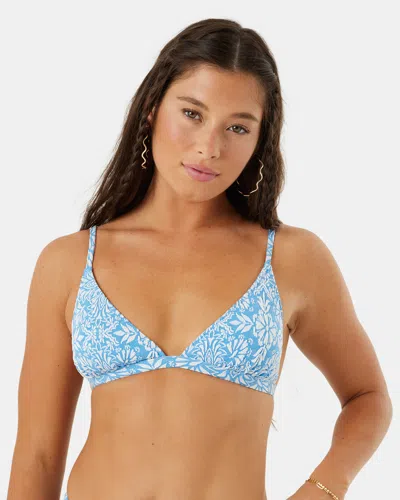 Roxy Tile Tranquility Fixed Triangle Bikini Top In Blue