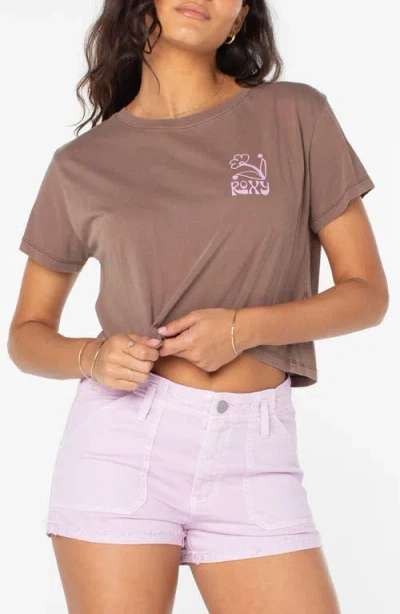 Roxy Tiramisu Cotton Crop Graphic T-shirt In Tiramisu Sol