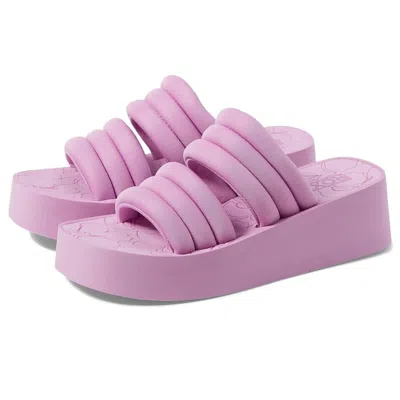 Roxy Totally Tubular Platform Sandals Women's Pink Slip On Slide Htat1211 In Purple