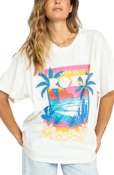 Roxy Tour De  Oversize Cotton Graphic T-shirt In Egret