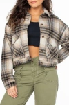 Roxy Township Plaid Crop Shirt Jacket In Brown