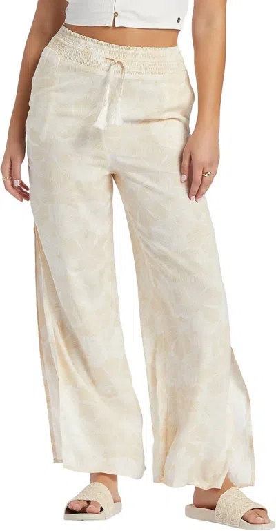 Roxy Tropical Rhythm Beachy Pants In Tapioca Crazy Hibiscus (teh7) In Multi