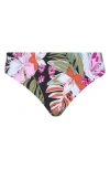 Roxy 'v' Cheeky Bikini Bottoms In Anthracite Palms