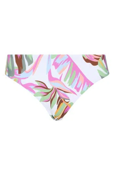 Roxy 'v' Cheeky Bikini Bottoms In White Multi