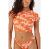 Roxy Vacay Vibes Crop Short Sleeve Rashguard In Red