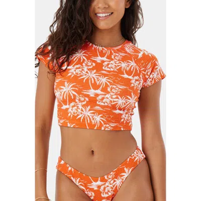 Roxy Vacay Vibes Crop Short Sleeve Rashguard In Red