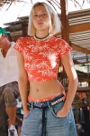 Roxy Vacay Vibes Short Sleeve Cropped Rashguard In Red, Women's At Urban Outfitters In Red