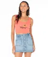 Roxy Valmos Rib Crop Graphic Tank In Brown