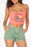 Roxy Vamos Rib Crop Camisole In Sugar Coral Solid