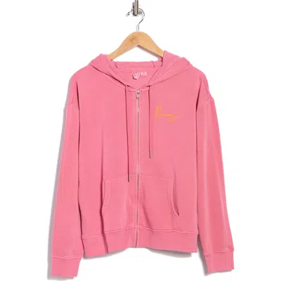 Roxy Variegated Palm Fleece Zip Hoodie In Pink