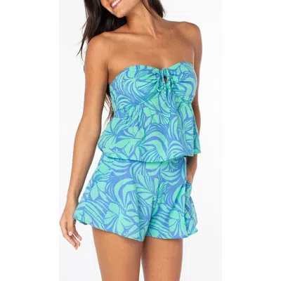 Roxy Ventura Strapless Cotton Babydoll Top In Blue