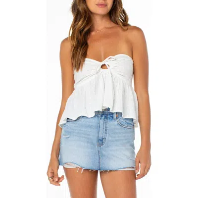 Roxy Ventura Strapless Cotton Babydoll Top In White