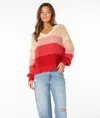 Roxy Vibes Level Stripe Sweater In Red