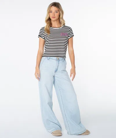 Roxy Vintage  Stripe Top In Black