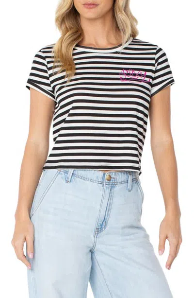 Roxy Vintage Striped Graphic T-shirt In Black