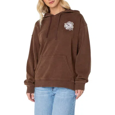 Roxy Wailea Oversize Embroidered Hoodie In Brown