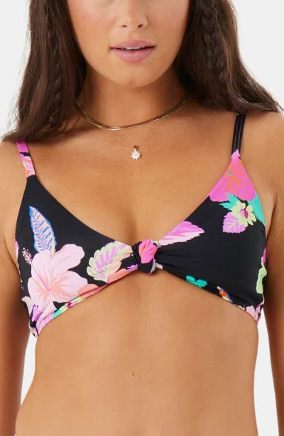 Roxy Wanderlust Knot Bikini Top In Black