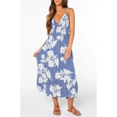 Roxy Warm Rays Sleeveless Midi Dress In Blue