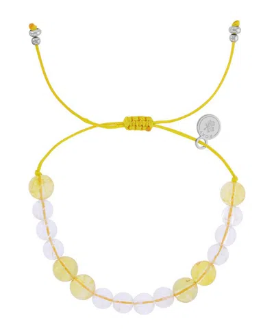 Roxy Waterproof Citrine Clear Quartz Adujustable Bracelet In Gold