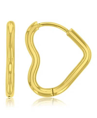 Roxy Waterproof Platinum 15mm Tube Heart Huggie Earrings In Gold