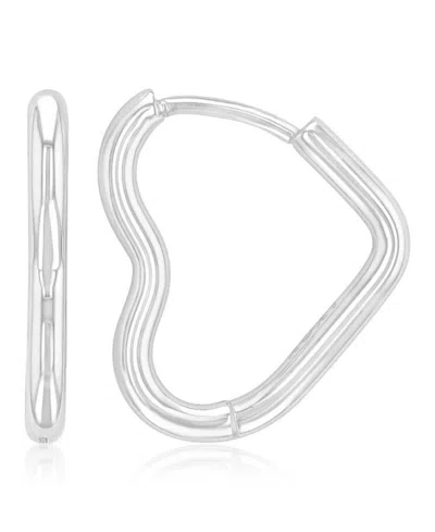 Roxy Waterproof Platinum 15mm Tube Heart Huggie Earrings In Metallic