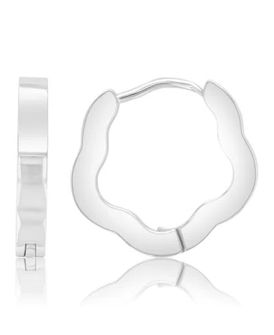 Roxy Waterproof Platinum 16mm Flower Huggie Earrings In White