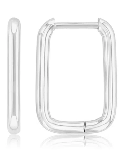 Roxy Waterproof Platinum 18mm Tube Rectangle Huggie Earrings In Metallic