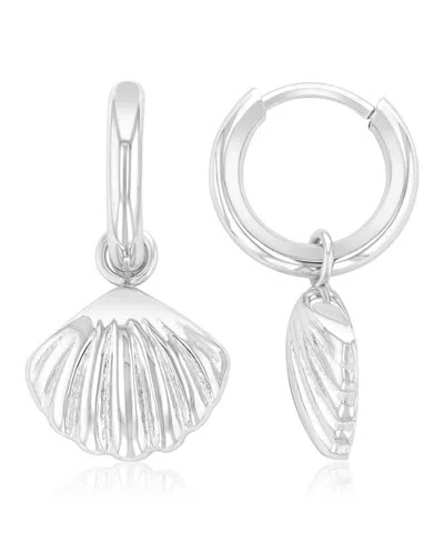 Roxy Waterproof Platinum 24mm Seashell Huggie Earrings In Purple