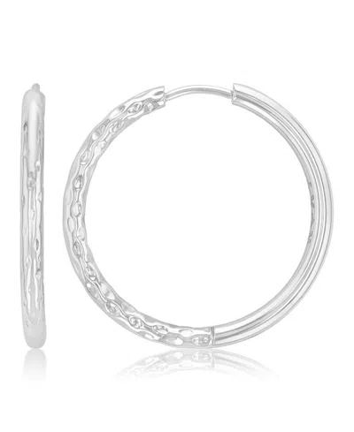 Roxy Waterproof Platinum 30mm Half Textured Hoop Earrings In Red