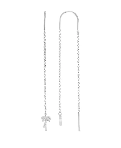 Roxy Waterproof Platinum 65mm Palm Tree U Shape Threader Earrings In Pattern