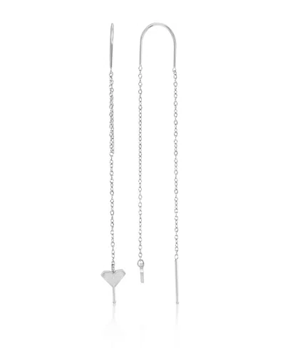 Roxy Waterproof Platinum 65mm Triangular Heart Pineapple Threader Earrings