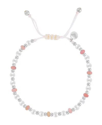 Roxy Waterproof Platinum Rhodonite Pearl Adjustable Bracelet In Orange