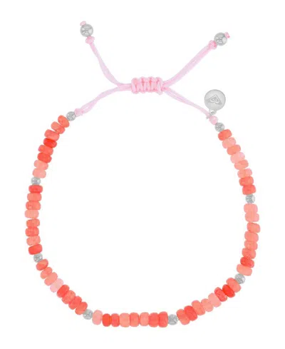 Roxy Waterproof Platinum Watermelon Stone Adjustable Bracelet In Multi