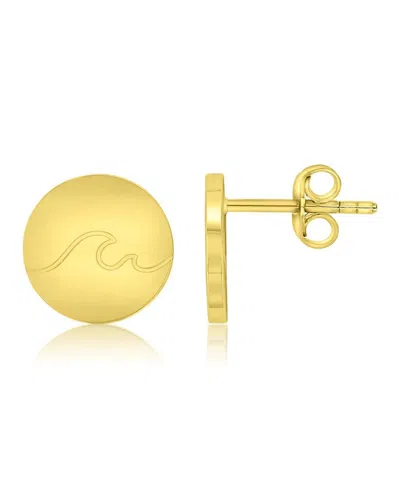 Roxy Waterproof Yellow 12mm Heart Wave Stud Earrings In Gold