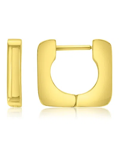 Roxy Waterproof Yellow 14mm Hollow Rounded Circle Square Huggie Earrings In Pattern