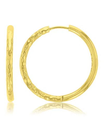 Roxy Waterproof Yellow 30mm Half Textured Hoop Earrings In Red